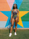 Holographic snake scale one-piece swimsuit featuring hexagon pattern with electric green, purple and blue scales on black background. Cheeky cut with scoop neck and low back design. Alternative gothic swimwear perfect for festivals, raves, beach parties. Available XS-3X, UPF 50+ protection with moisture-wicking fabric.